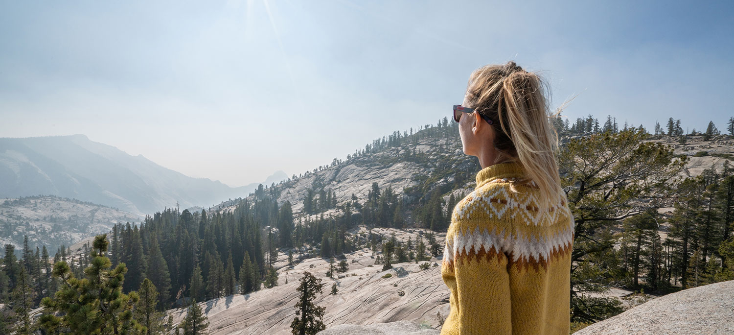 girl looking out on mountain