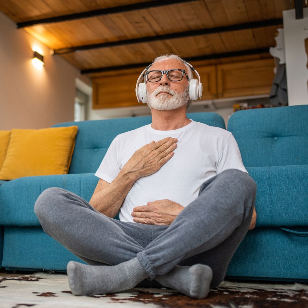 man practicing mindfulness and meditation